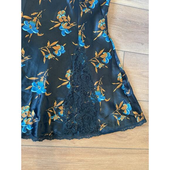 Vintage Victorias Secret Gold Label Slip Mini Dress M Dark Blue Y2K Floral Satin - Picture 8 of 16